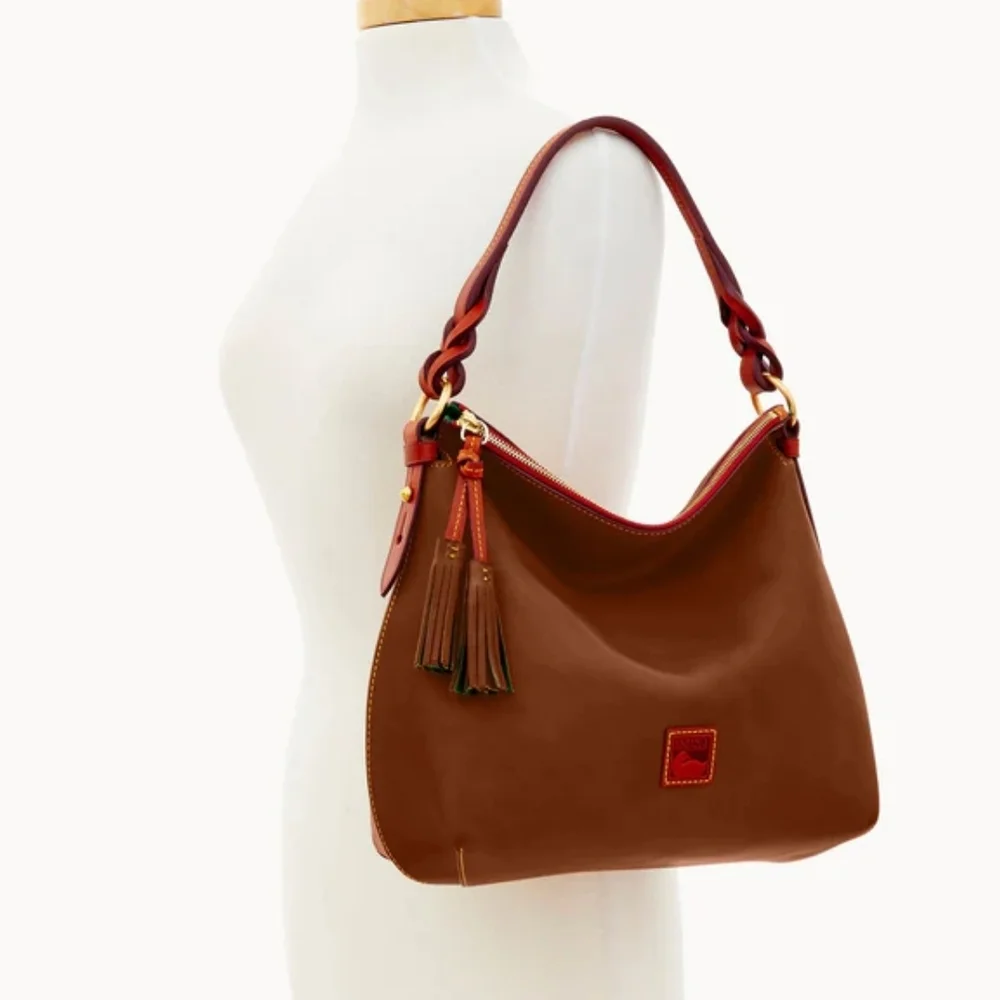 Dooney & Bourke Florentine Leather Hobo with Red Trim - Picture 4 of 7